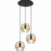 Suspension Verre Fumé-Luminaires Globo Lighting Suspension Globo MILLEY Noir, 3 lumières