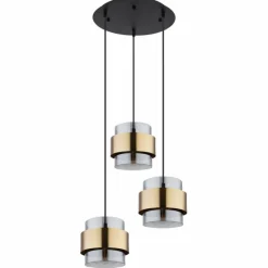 Suspension Verre Fumé-Luminaires Globo Lighting Suspension Globo MILLEY Noir, 3 lumières