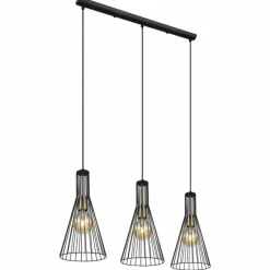 Lampes Vintages & Rétros-Luminaires Globo Lighting Suspension Globo MILLI Noir, 3 lumières