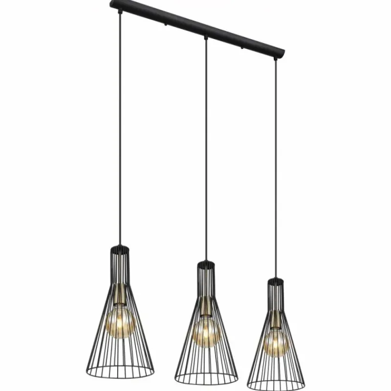 Lampes Vintages & Rétros-Luminaires Globo Lighting Suspension Globo MILLI Noir, 3 lumières