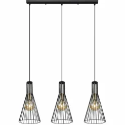 Lampes Vintages & Rétros-Luminaires Globo Lighting Suspension Globo MILLI Noir, 3 lumières