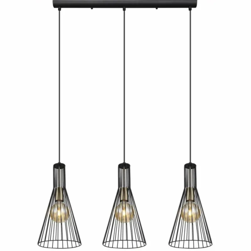 Lampes Vintages & Rétros-Luminaires Globo Lighting Suspension Globo MILLI Noir, 3 lumières