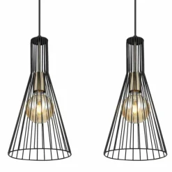 Lampes Vintages & Rétros-Luminaires Globo Lighting Suspension Globo MILLI Noir, 3 lumières