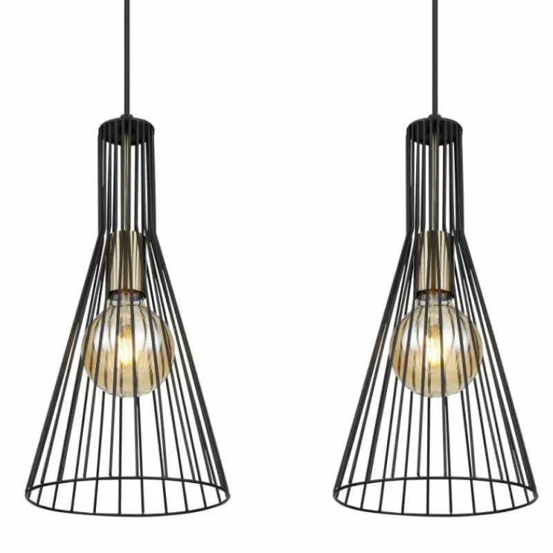 Lampes Vintages & Rétros-Luminaires Globo Lighting Suspension Globo MILLI Noir, 3 lumières