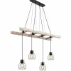 Style Boho-Chic-Luminaires Globo Lighting Suspension Globo MINA Bois clair, Noir, 4 lumières