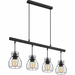 Luminaires Globo Lighting Suspension Globo MINA LED Noir, 4 lumières* Éclairage Led