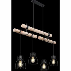 Luminaires Scandinaves-Luminaires Globo Lighting Suspension Globo MINA Noir, 4 lumières