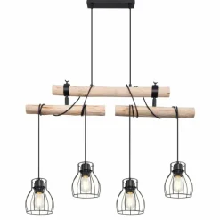 Luminaires Scandinaves-Luminaires Globo Lighting Suspension Globo MINA Noir, 4 lumières