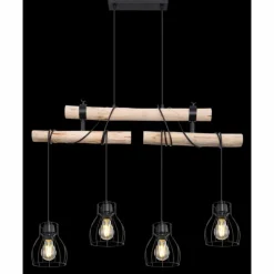 Luminaires Scandinaves-Luminaires Globo Lighting Suspension Globo MINA Noir, 4 lumières