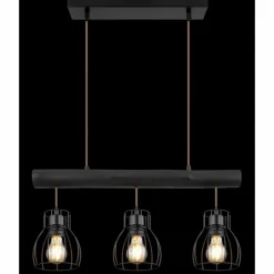 Lampes En Bois-Luminaires Globo Lighting Suspension Globo MINA Noir, 3 lumières