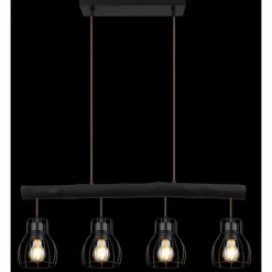 Lampes En Bois-Luminaires Globo Lighting Suspension Globo MINA Noir, 4 lumières