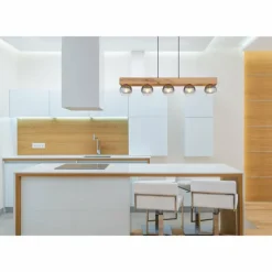 Suspension Verre Fumé-Luminaires Globo Lighting Suspension Globo MOITAS Couleur bois, Noir, 5 lumières