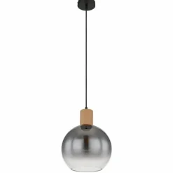 Suspension Verre Fumé-Luminaires Globo Lighting Suspension Globo MOITAS Couleur bois, Noir, 1 lumière