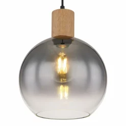 Suspension Verre Fumé-Luminaires Globo Lighting Suspension Globo MOITAS Couleur bois, Noir, 1 lumière