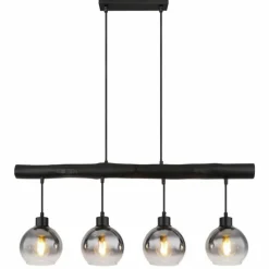 Suspension Verre Fumé-Luminaires Globo Lighting Suspension Globo MOITAS Noir, 4 lumières