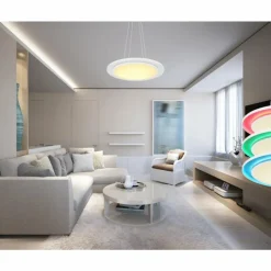 Luminaires Globo Lighting Suspension Globo MURPHY LED Blanc, 1 lumière, Télécommandes, Changeur de couleurs* Suspensions