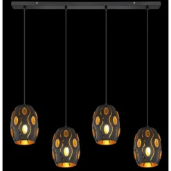 Luminaires Globo Lighting Suspension Globo NARRI Noir, 4 lumières* Suspensions