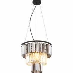 Suspension Verre Fumé-Luminaires Globo Lighting Suspension Globo NAXIS Noir, 3 lumières