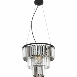 Suspension Verre Fumé-Luminaires Globo Lighting Suspension Globo NAXIS Noir, 3 lumières