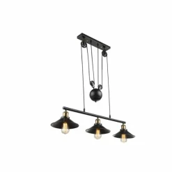 Lampes Industrielles-Luminaires Globo Lighting Suspension Globo Noir, 3 lumières