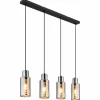 Suspension Verre Fumé-Luminaires Globo Lighting Suspension Globo Noir, 4 lumières