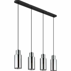 Suspension Verre Fumé-Luminaires Globo Lighting Suspension Globo Noir, 4 lumières