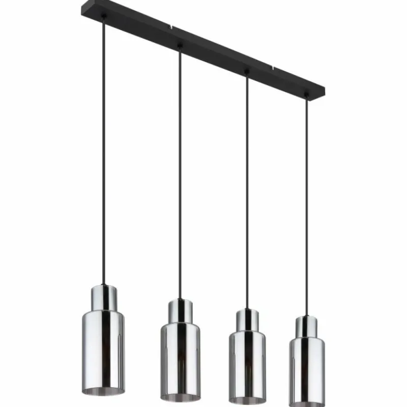 Suspension Verre Fumé-Luminaires Globo Lighting Suspension Globo Noir, 4 lumières