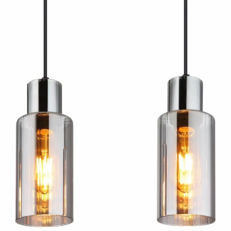 Suspension Verre Fumé-Luminaires Globo Lighting Suspension Globo Noir, 4 lumières