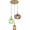 Suspension Verre Fumé-Luminaires Globo Lighting Suspension Globo NORMY Laiton, 3 lumières
