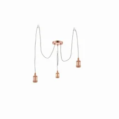 Lampes Industrielles-Luminaires Globo Lighting Suspension Globo OLIVER Cuivre, 3 lumières