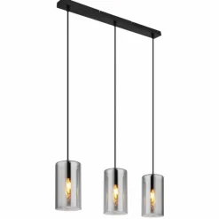 Suspension Verre Fumé-Luminaires Globo Lighting Suspension Globo OLLY Noir, 3 lumières