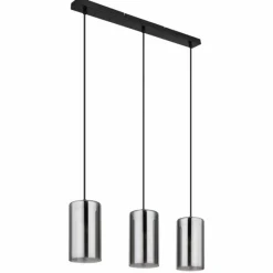 Suspension Verre Fumé-Luminaires Globo Lighting Suspension Globo OLLY Noir, 3 lumières