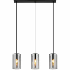 Suspension Verre Fumé-Luminaires Globo Lighting Suspension Globo OLLY Noir, 3 lumières