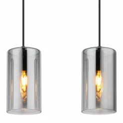 Suspension Verre Fumé-Luminaires Globo Lighting Suspension Globo OLLY Noir, 3 lumières