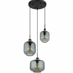 Suspension Verre Fumé-Luminaires Globo Lighting Suspension Globo OTHMAR Bronze, Noir, 3 lumières