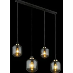 Suspension Verre Fumé-Luminaires Globo Lighting Suspension Globo OTHMAR Bronze, Noir, 4 lumières