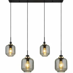 Suspension Verre Fumé-Luminaires Globo Lighting Suspension Globo OTHMAR Bronze, Noir, 4 lumières