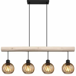 Lampes En Bois-Luminaires Globo Lighting Suspension Globo PAULO Écru, Noir, 4 lumières