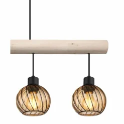 Lampes En Bois-Luminaires Globo Lighting Suspension Globo PAULO Écru, Noir, 4 lumières