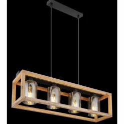 Luminaires Scandinaves-Luminaires Globo Lighting Suspension Globo PETTEY Bois foncé, Noir, 4 lumières