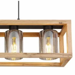 Luminaires Scandinaves-Luminaires Globo Lighting Suspension Globo PETTEY Bois foncé, Noir, 4 lumières