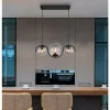 Suspension Verre Fumé-Luminaires Globo Lighting Suspension Globo PORRY Noir, 3 lumières