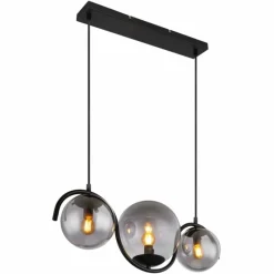 Suspension Verre Fumé-Luminaires Globo Lighting Suspension Globo PORRY Noir, 3 lumières