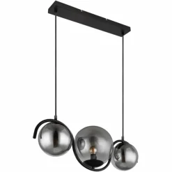 Suspension Verre Fumé-Luminaires Globo Lighting Suspension Globo PORRY Noir, 3 lumières