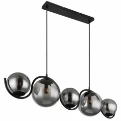 Suspension Verre Fumé-Luminaires Globo Lighting Suspension Globo PORRY Noir, 5 lumières