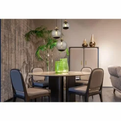 Suspension Verre Fumé-Luminaires Globo Lighting Suspension Globo POTTER Laiton, Noir, 3 lumières