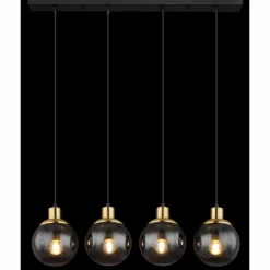 Suspension Verre Fumé-Luminaires Globo Lighting Suspension Globo POTTER Laiton, Noir, 4 lumières