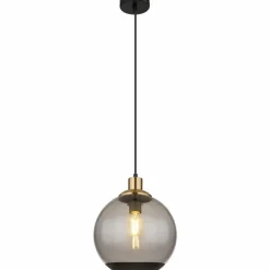 Suspension Verre Fumé-Luminaires Globo Lighting Suspension Globo POTTER Laiton, Noir, 1 lumière
