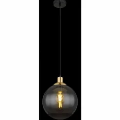 Suspension Verre Fumé-Luminaires Globo Lighting Suspension Globo POTTER Laiton, Noir, 1 lumière