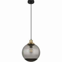 Suspension Verre Fumé-Luminaires Globo Lighting Suspension Globo POTTER Laiton, Noir, 1 lumière